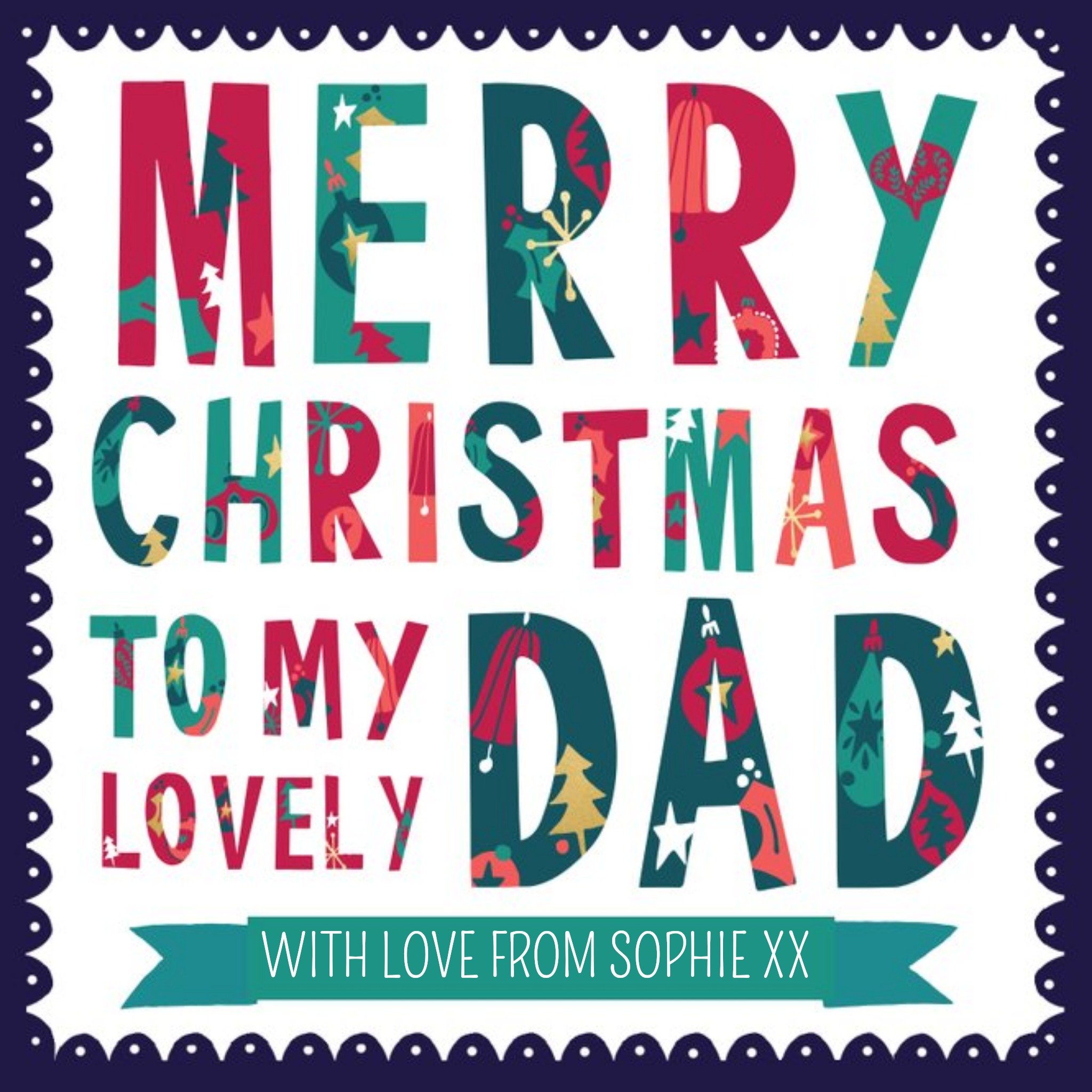 Hullabaloo Merry Christmas To Dad Personalised Card, Square