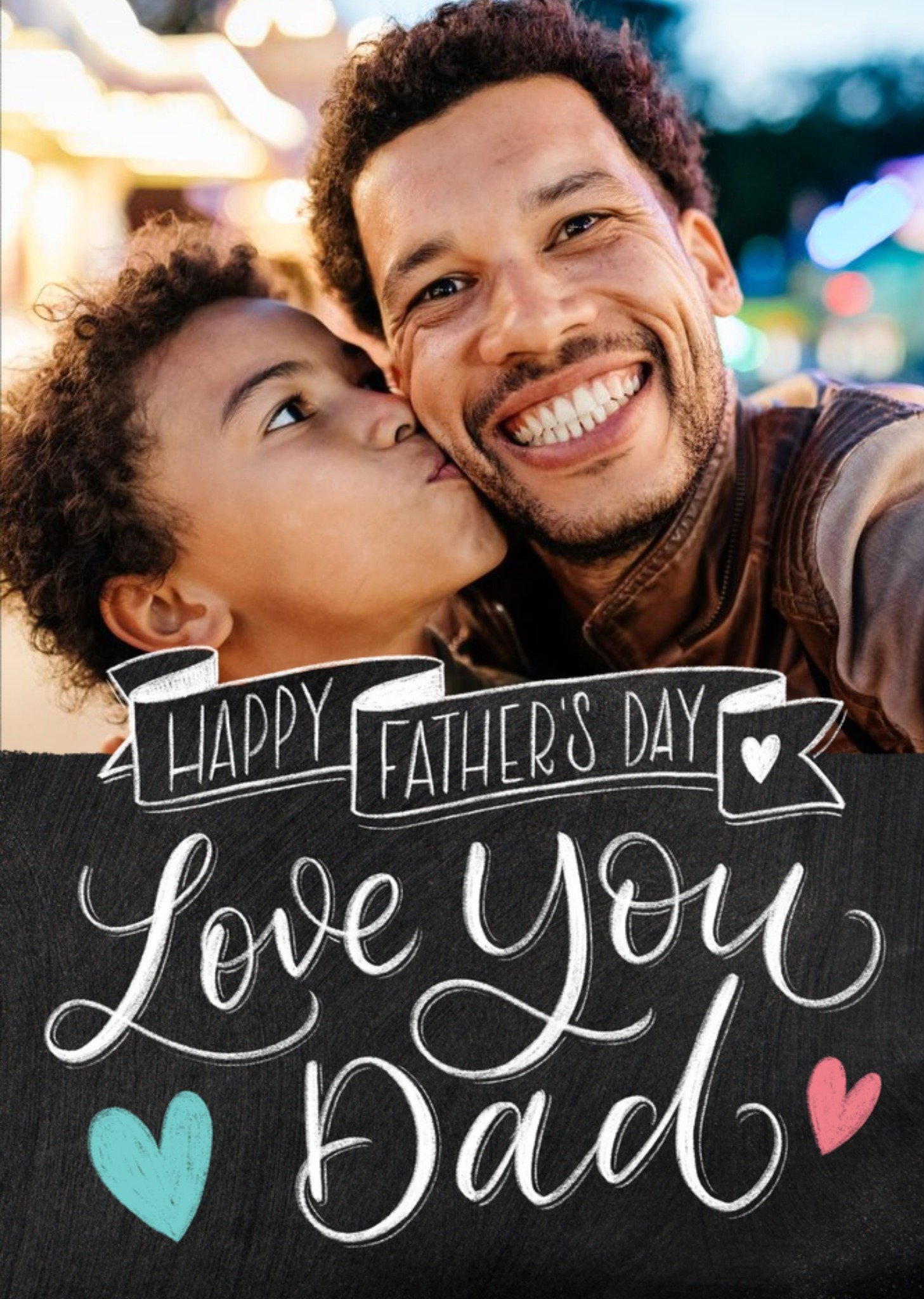 Moonpig Typographic I Love You Dad Photo Upload Father's Day Card, Large