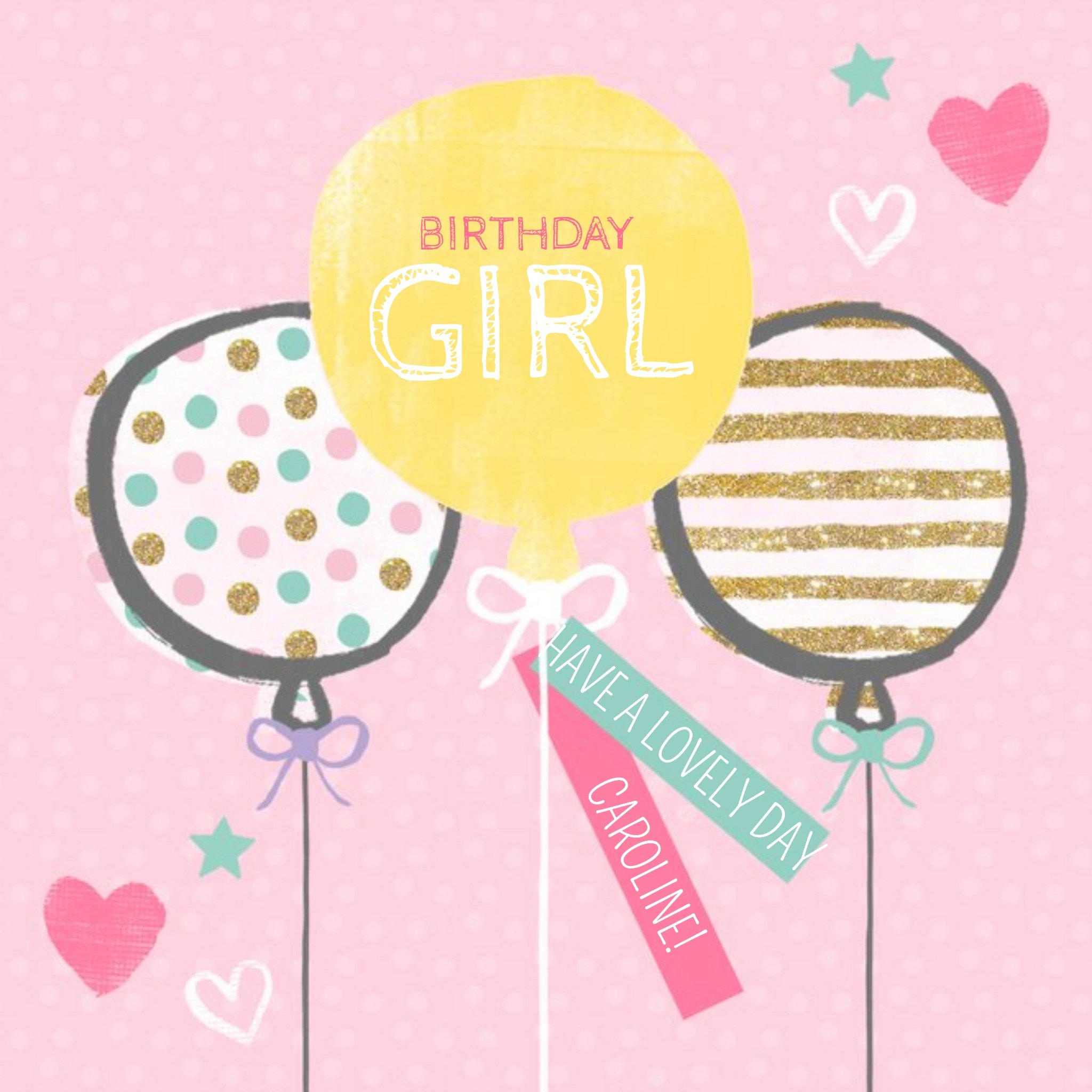 Moonpig Bunch Of Balloons Birthday Girl Card, Large