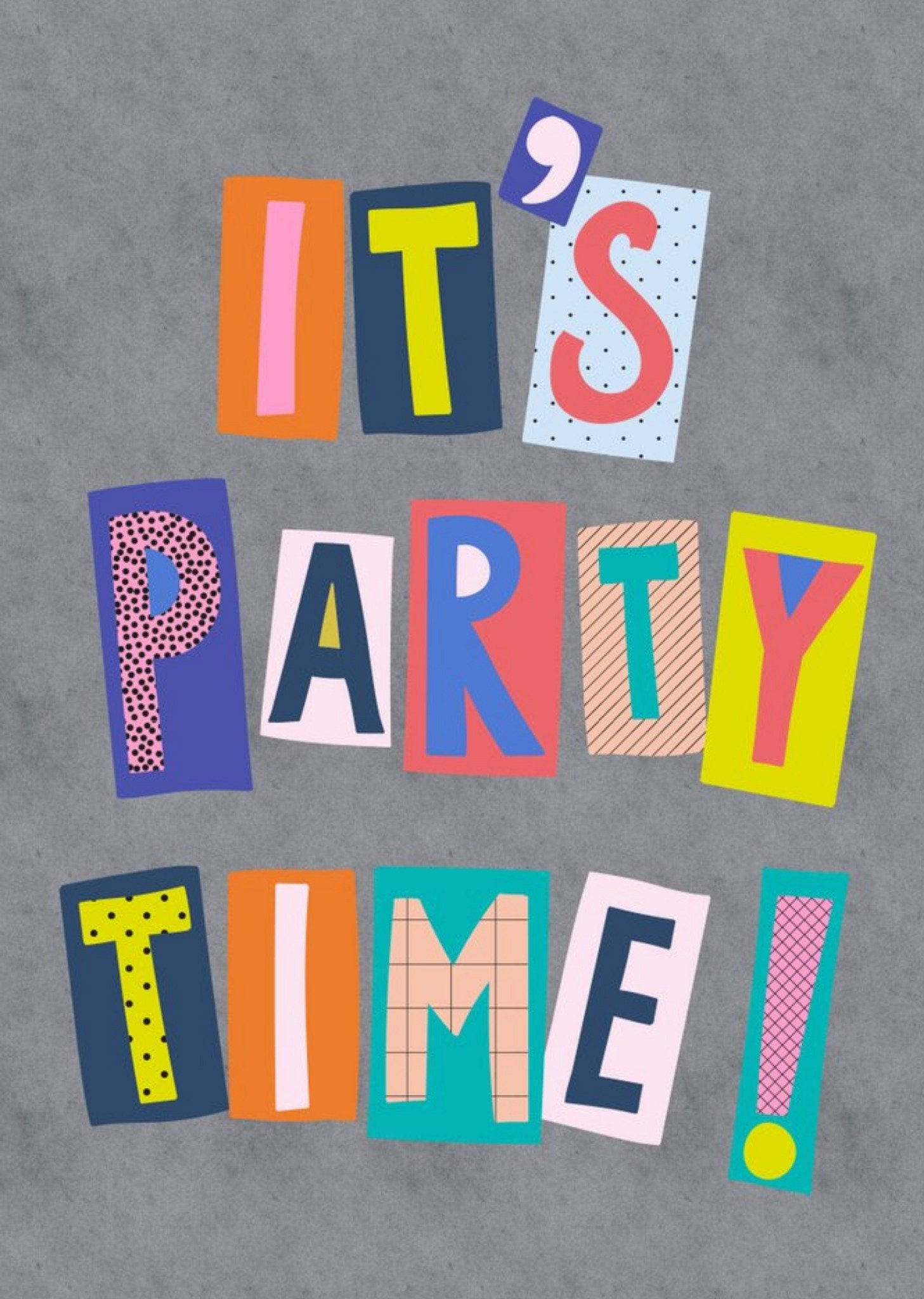 Moonpig Colourful Block Letters Its Party Time Card Ecard