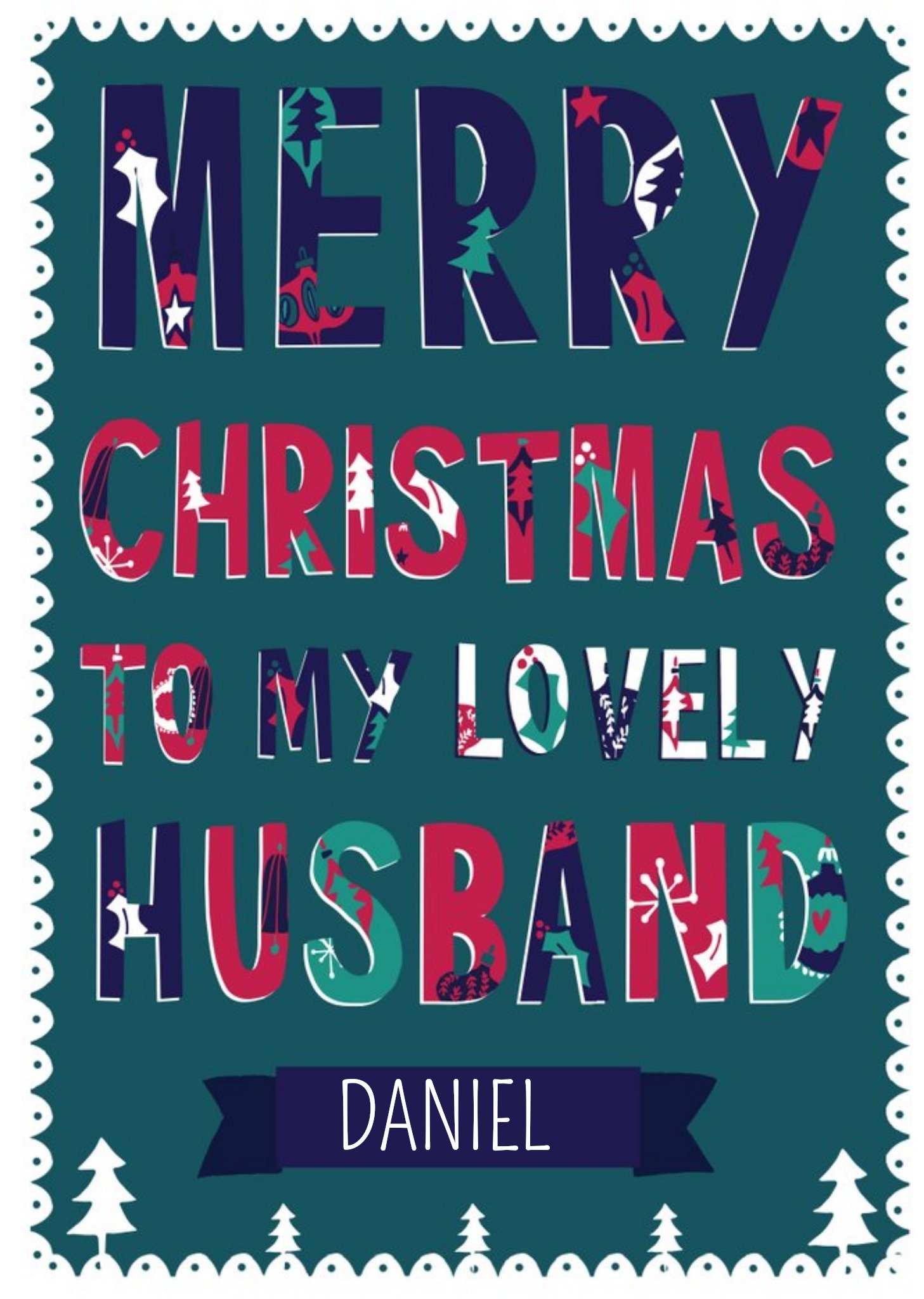 Moonpig Hullabaloo Merry Christmas Husband Personalised Card Ecard
