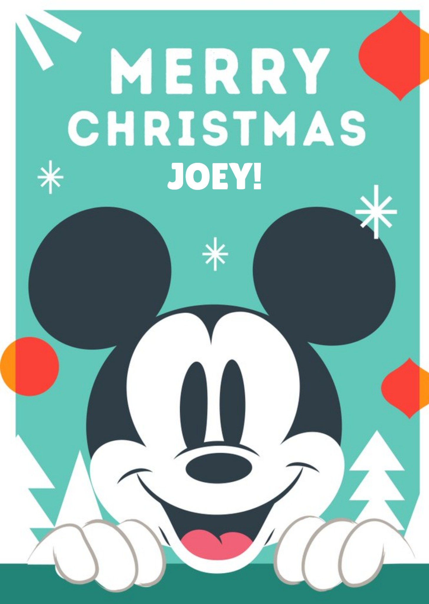Disney Mickey Mouse Snowflakes Christmas Card, Large