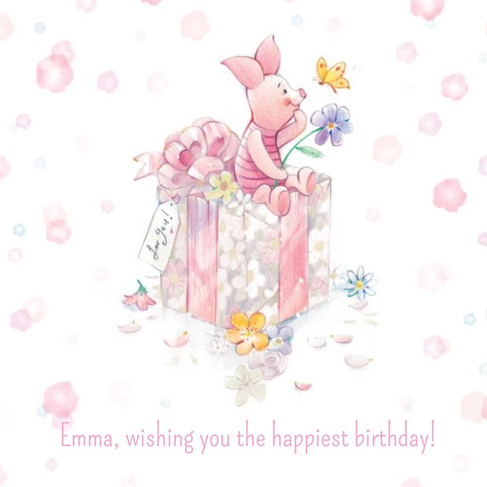 Disney Winnie The Pooh Piglet Personalised Birthday Card