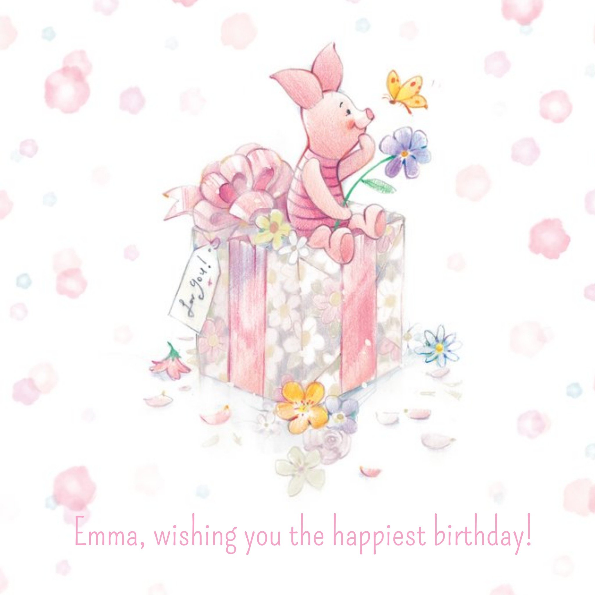 Disney Winnie The Pooh Piglet Personalised Birthday Card, Square