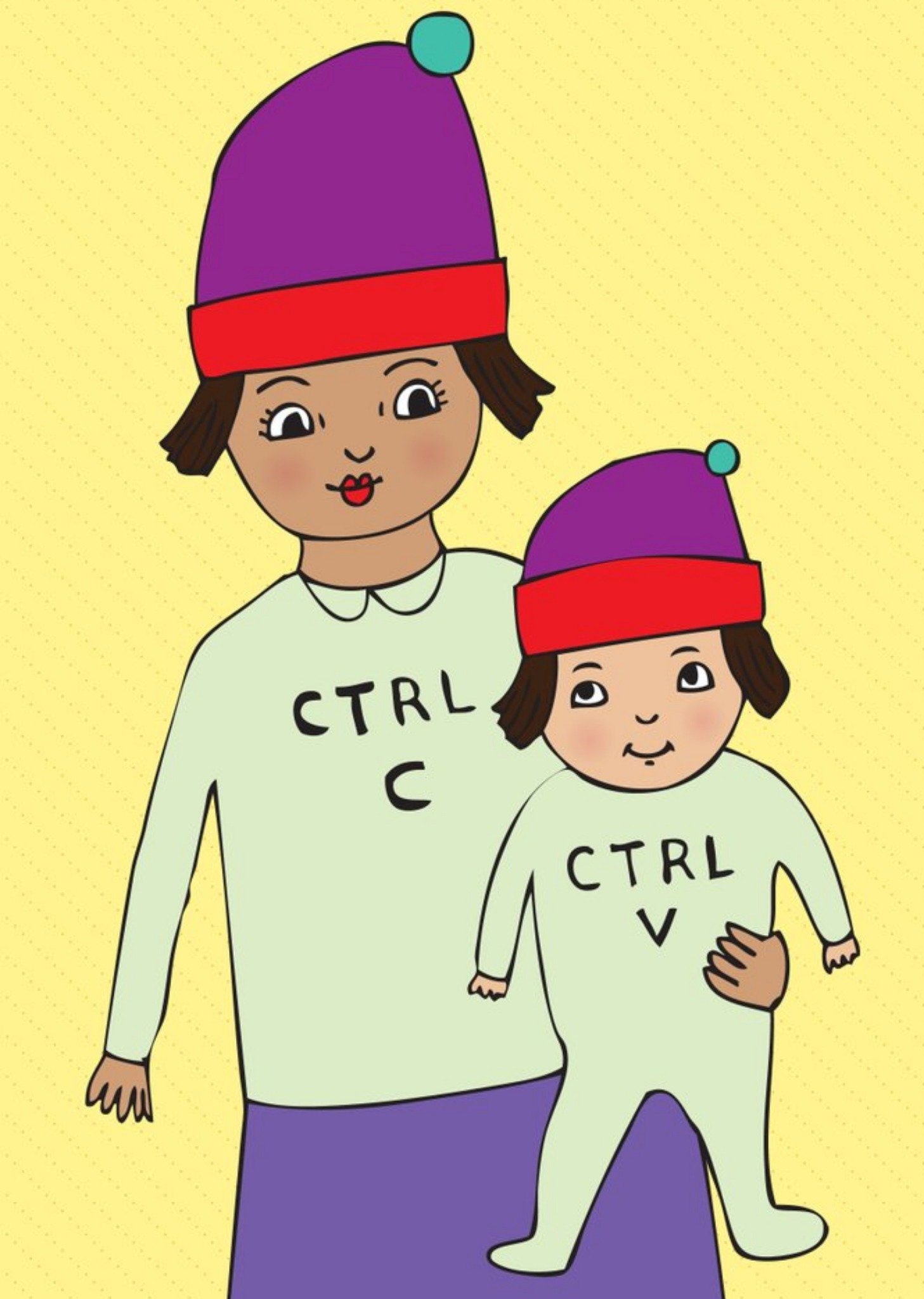 Illustration Of A Mother And Daughter Ctrl C Ctrl V New Baby Card Ecard