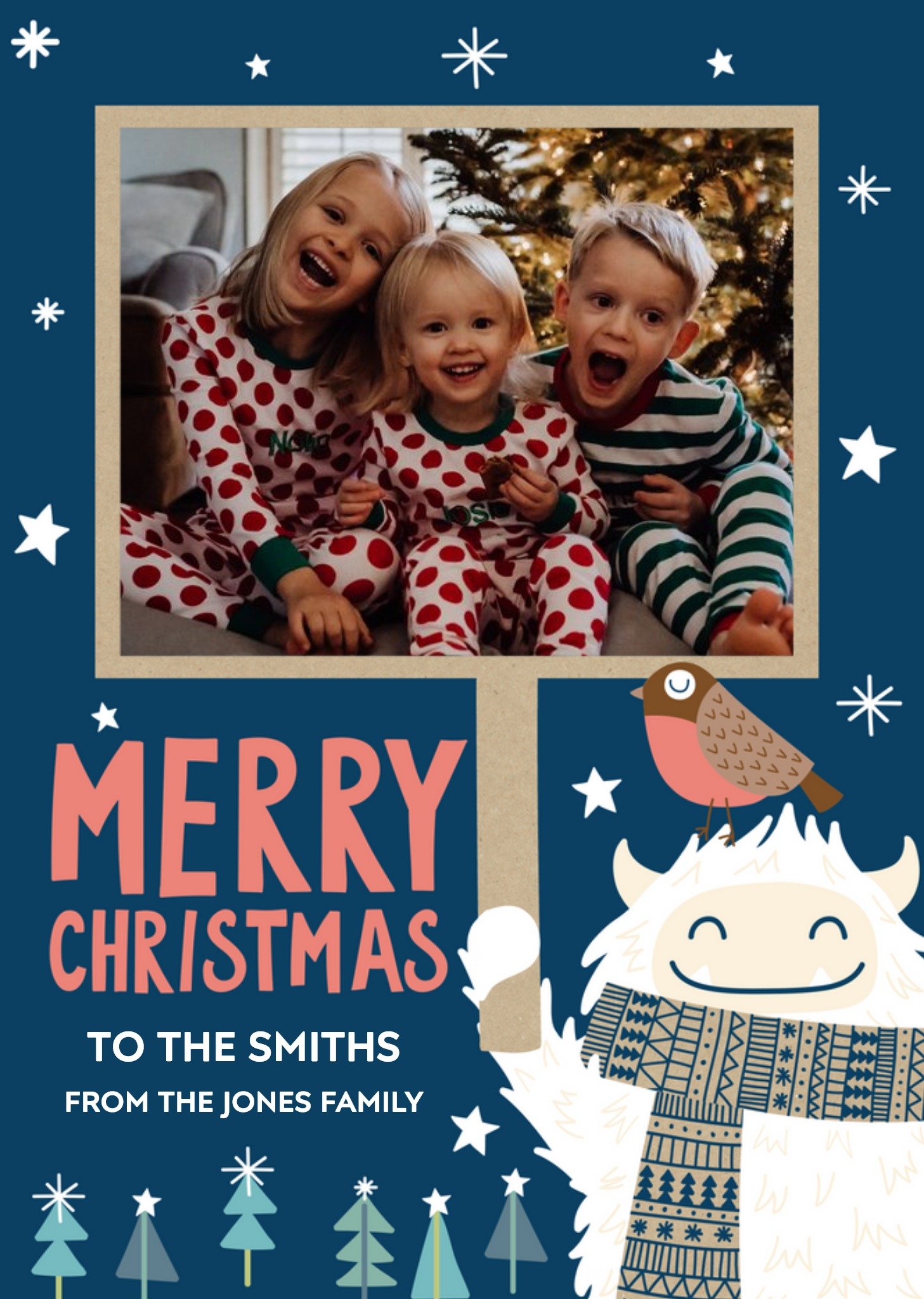 Moonpig Christmas Card - Photo Upload - Illustration - From The Family, Large