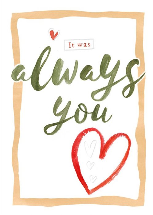 Hand Painted Typography With Hearts And A Border Valentine's Day Card