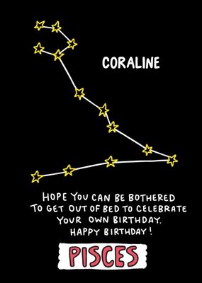 Angela Chick Pisces Zodiac Constellation Birthday Card