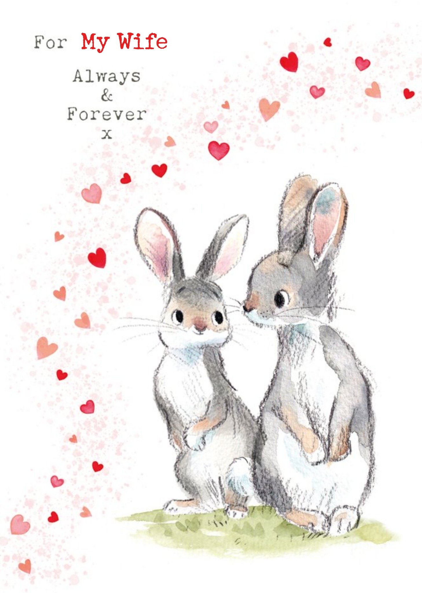 Moonpig Cute Illustrated Rabbits For My Wife Valentine's Day Card, Large