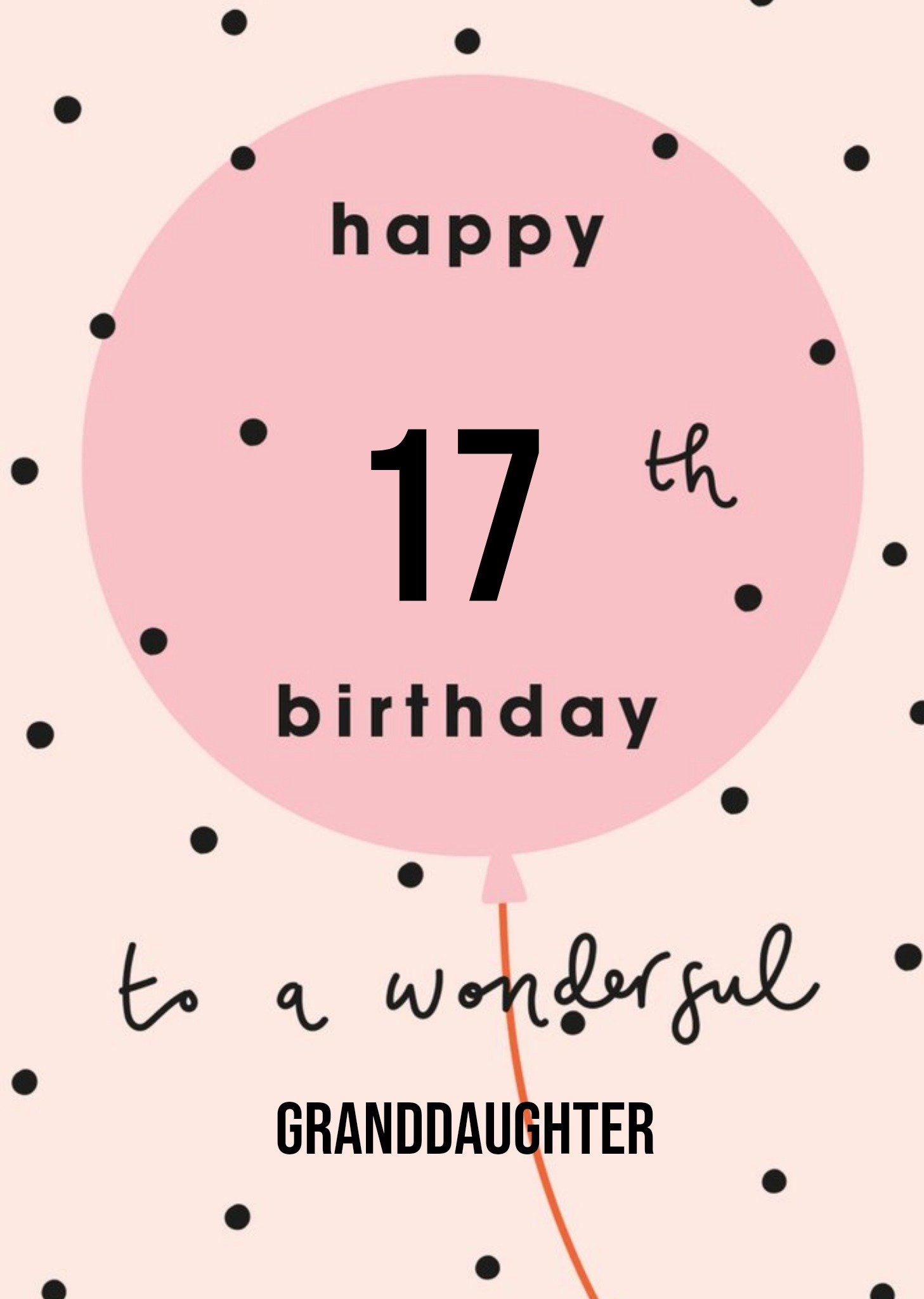 Bold Confetti Balloon Granddaughter 17th Birthday Card Ecard