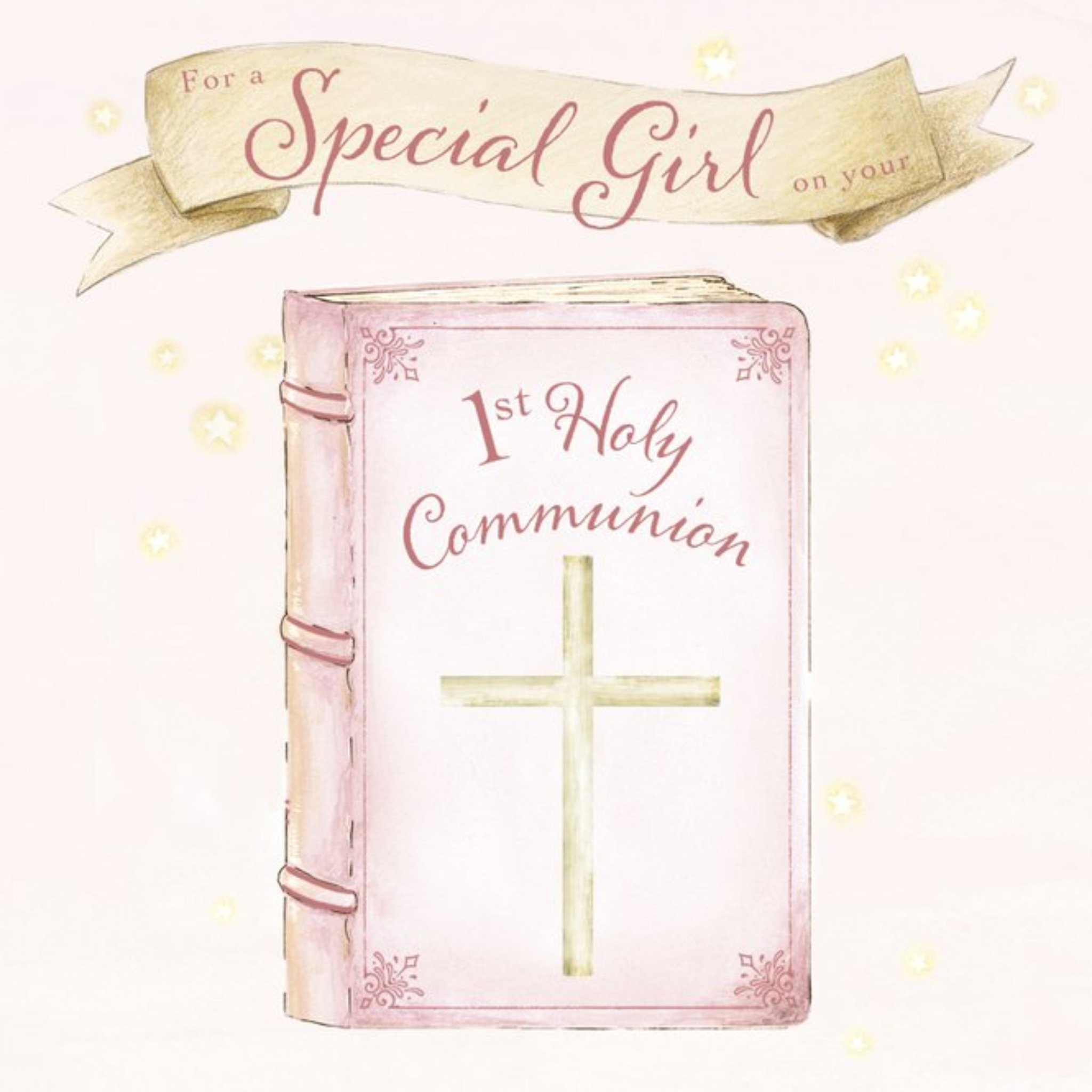 Clintons Special Girl 1st Holy Communion Card, Square