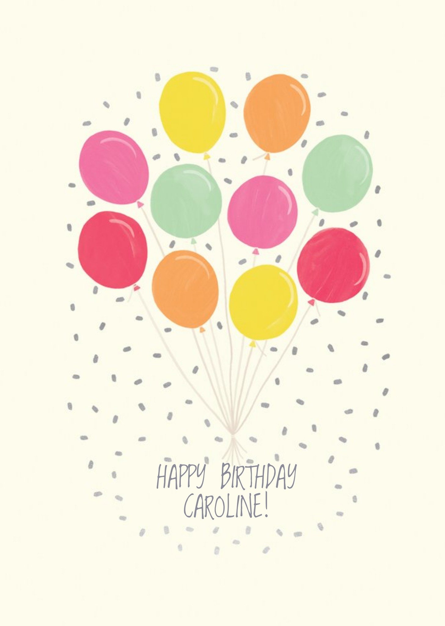 Moonpig Bunch Of Colourful Balloons Personalised Birthday Card, Large