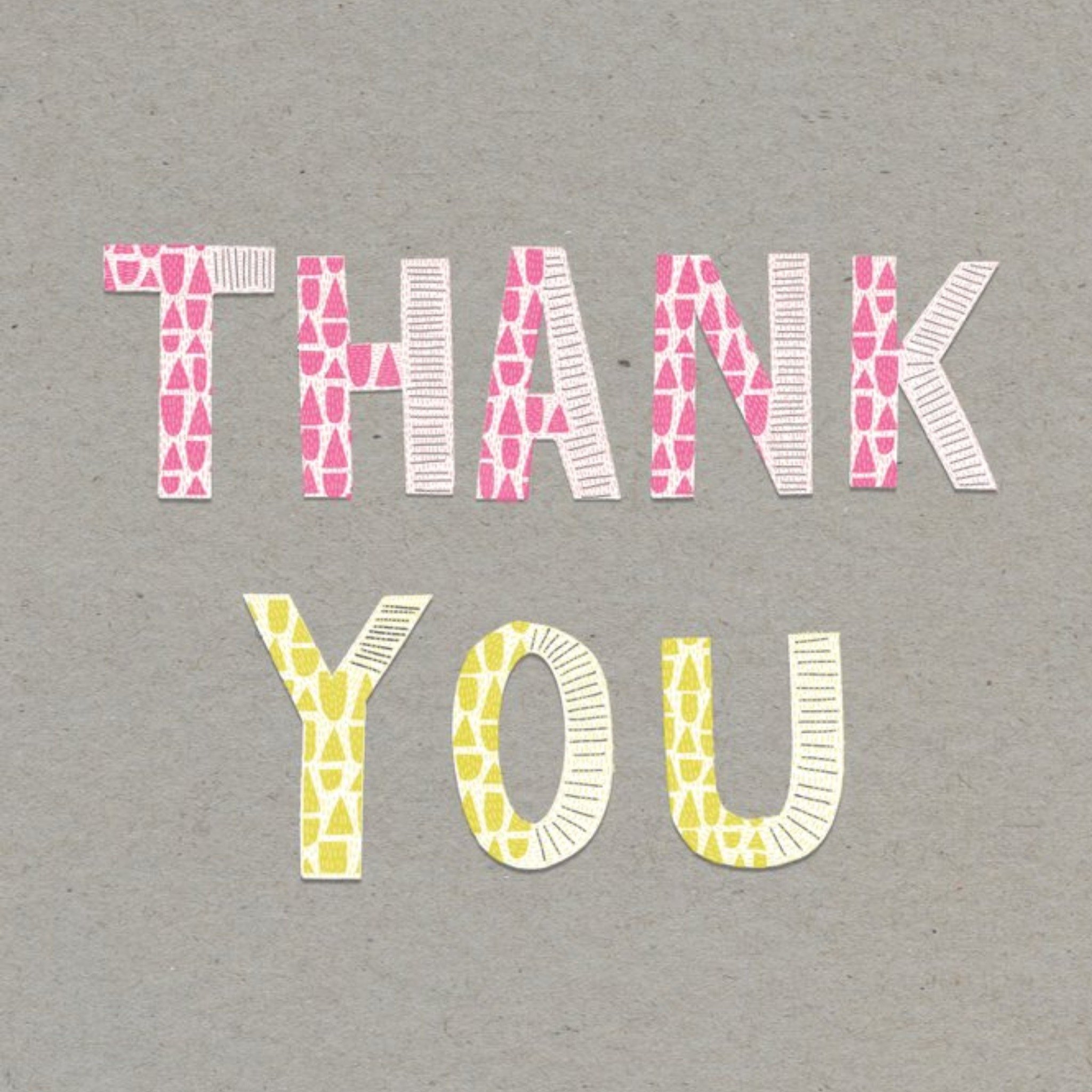 Moonpig Colourful Patterned Letters Thank You Card, Square