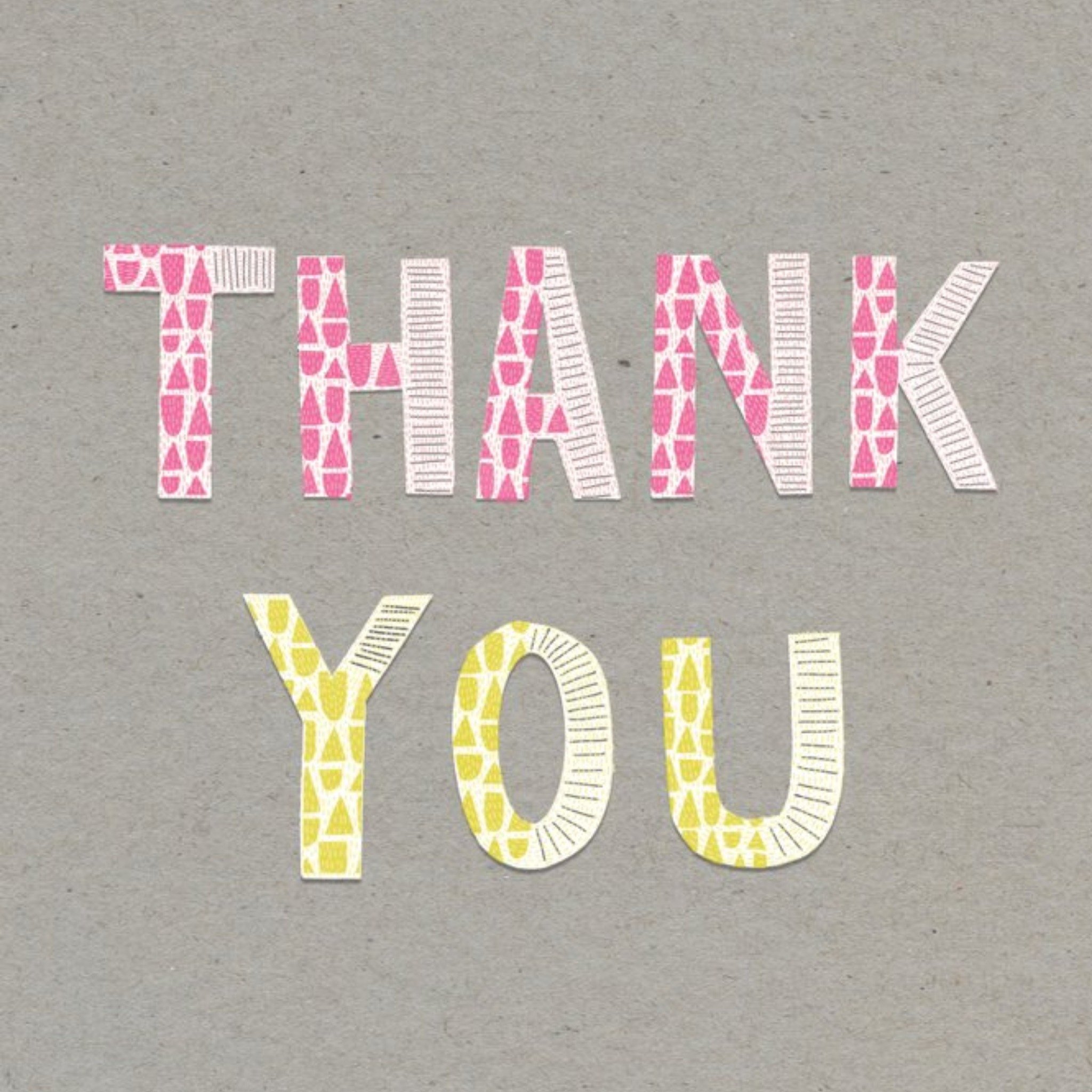 Colourful Patterned Letters Thank You Card, Square