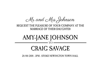 Personalised You Are Invited To The Wedding Invitation