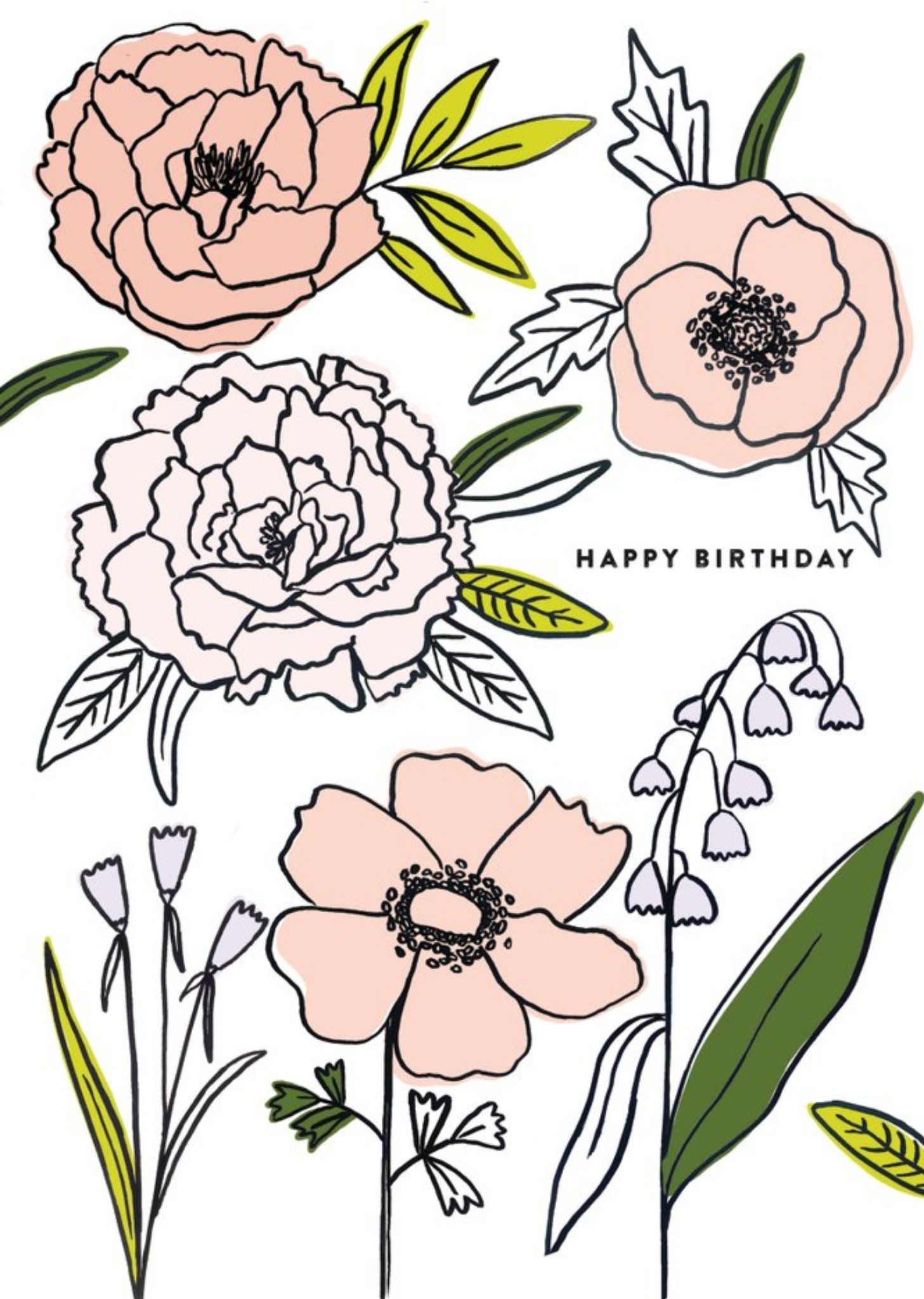 Moonpig Chloe Turner Happy Birthday Floral Card, Large