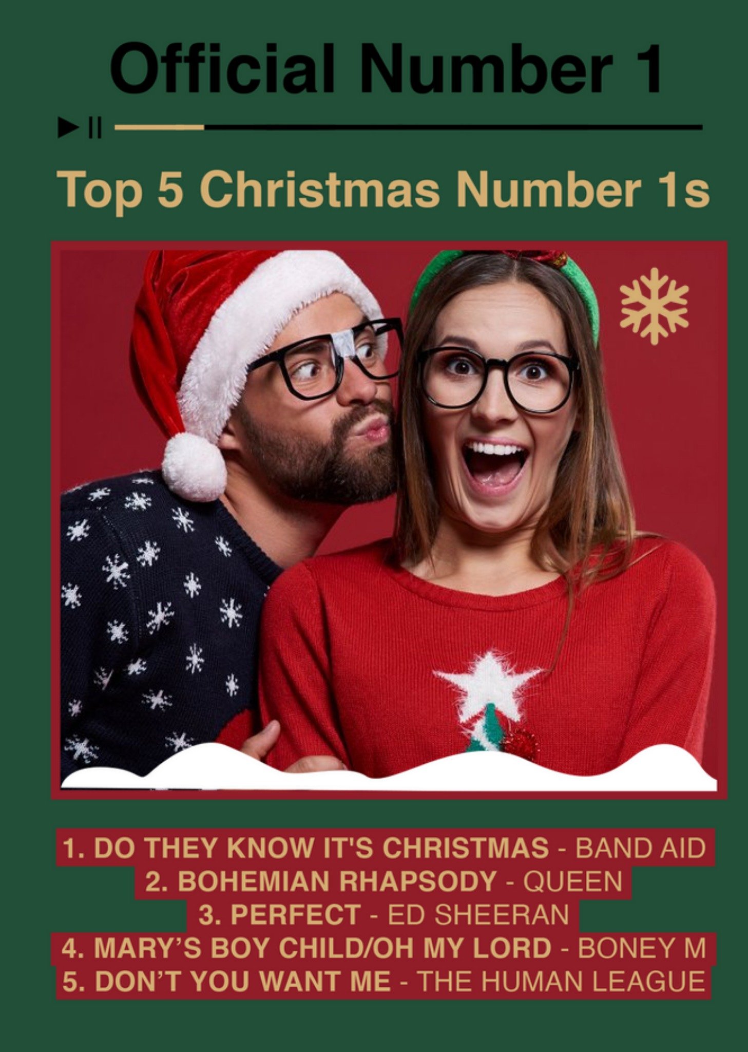Moonpig Icial Charts Number 1 Christmas Photo Upload Card Ecard
