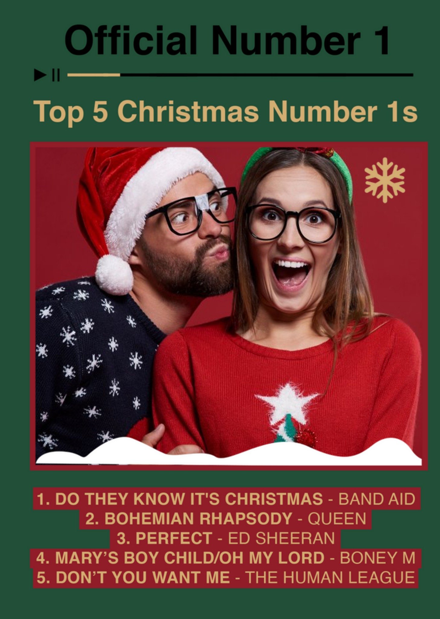 Icial Charts Number 1 Christmas Photo Upload Card