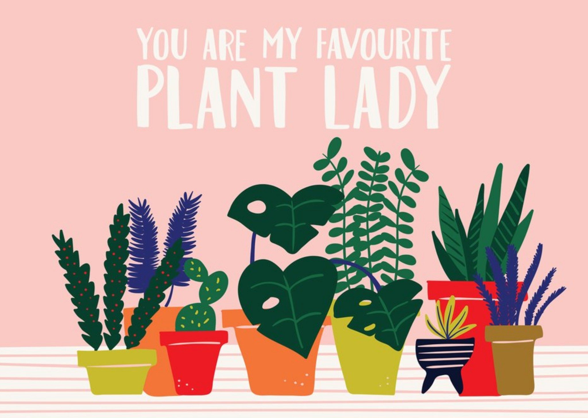 Moonpig Modern Illustrated You Are My Favourite Plant Lady Card, Large