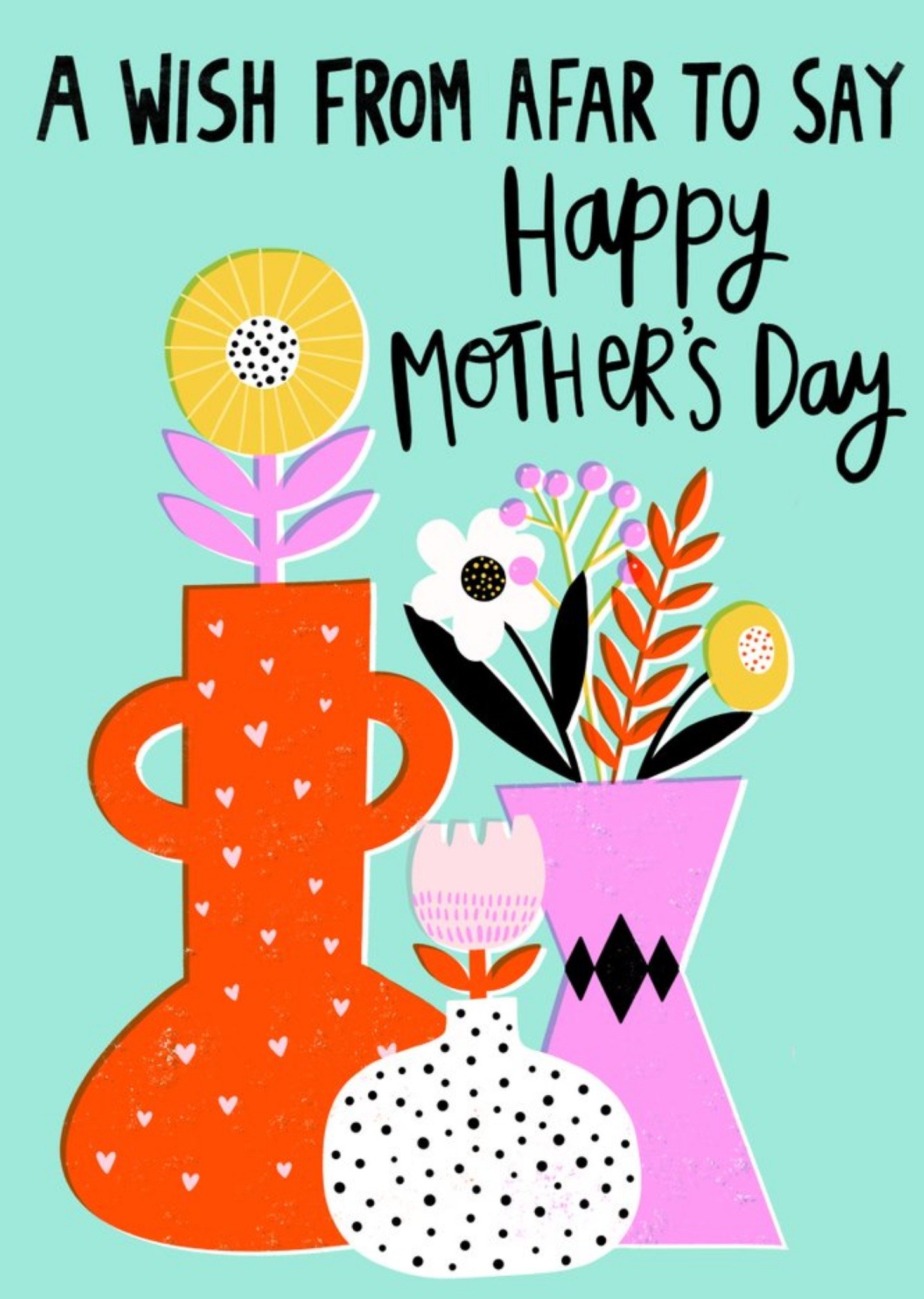 Moonpig A Wish From Afar To Say Happy Mother's Day Bright Floral Graphic Card Ecard