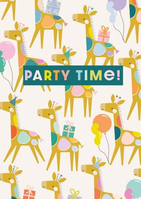 Cute Giraffes Party Time Card