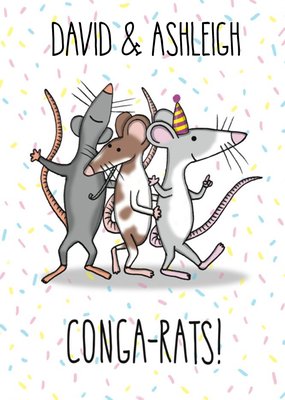 Illustration Three Rats Doing The Conga Dance. Conga-Rats Congratulations Card