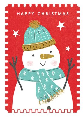 Happy Christmas Snowman Stamp Card