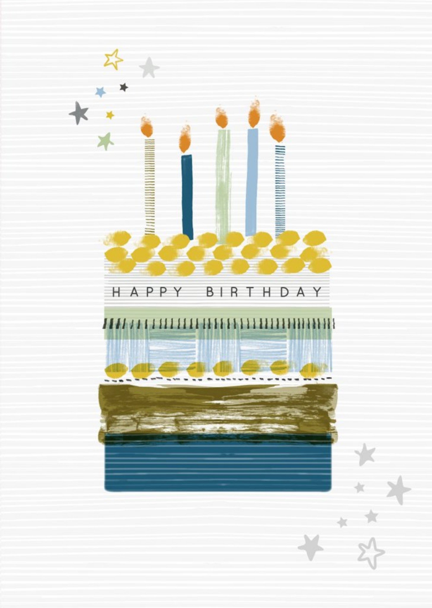 Moonpig Laura Darrington Illustrated Birthday Cake Birthday Card, Large