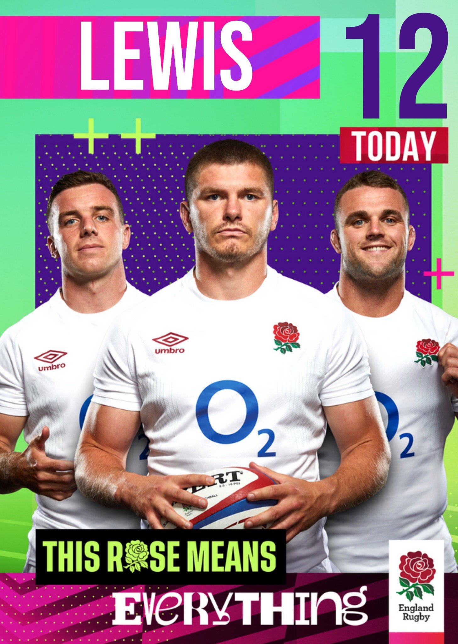 Moonpig England Rugby This Rose Means Everything Birthday Card Ecard