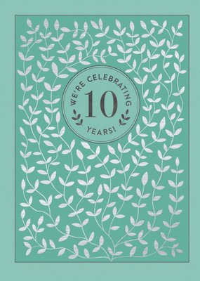 Silver Flowers 10Th Anniversary Party Invitation