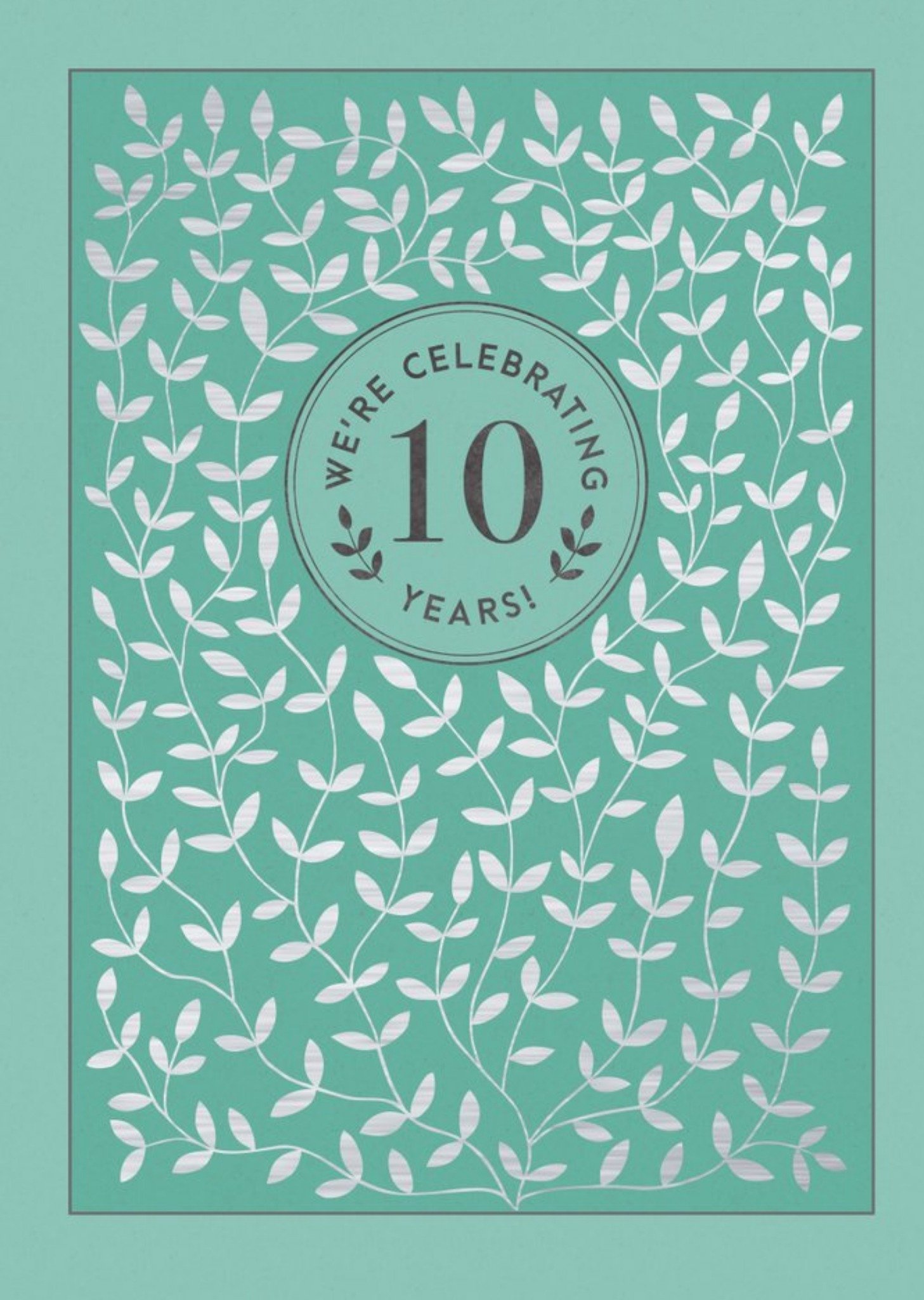 Moonpig Silver Flowers 10th Anniversary Party Invitation, Standard Card