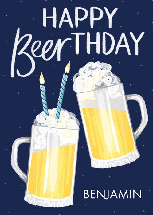 Beer Illustration Beerthday Birthday Card