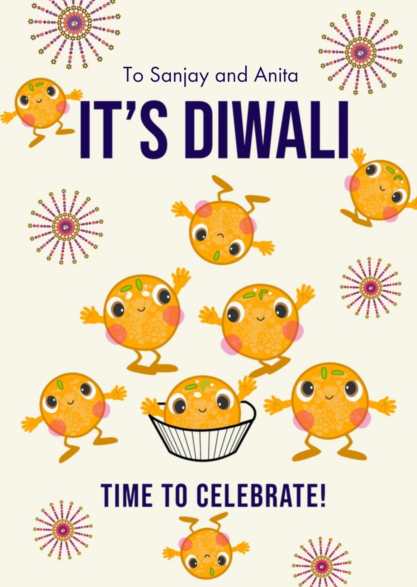 Moonpig Bright Graphic Diwali Sweets And Mandalas. It's Diwali Time To Celebrate Card Ecard