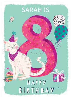 Ling design - Kids Happy Birthday card - Cat 8 Today