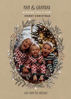To Grandparents Scandi Drawing Photo Upload Christmas Card