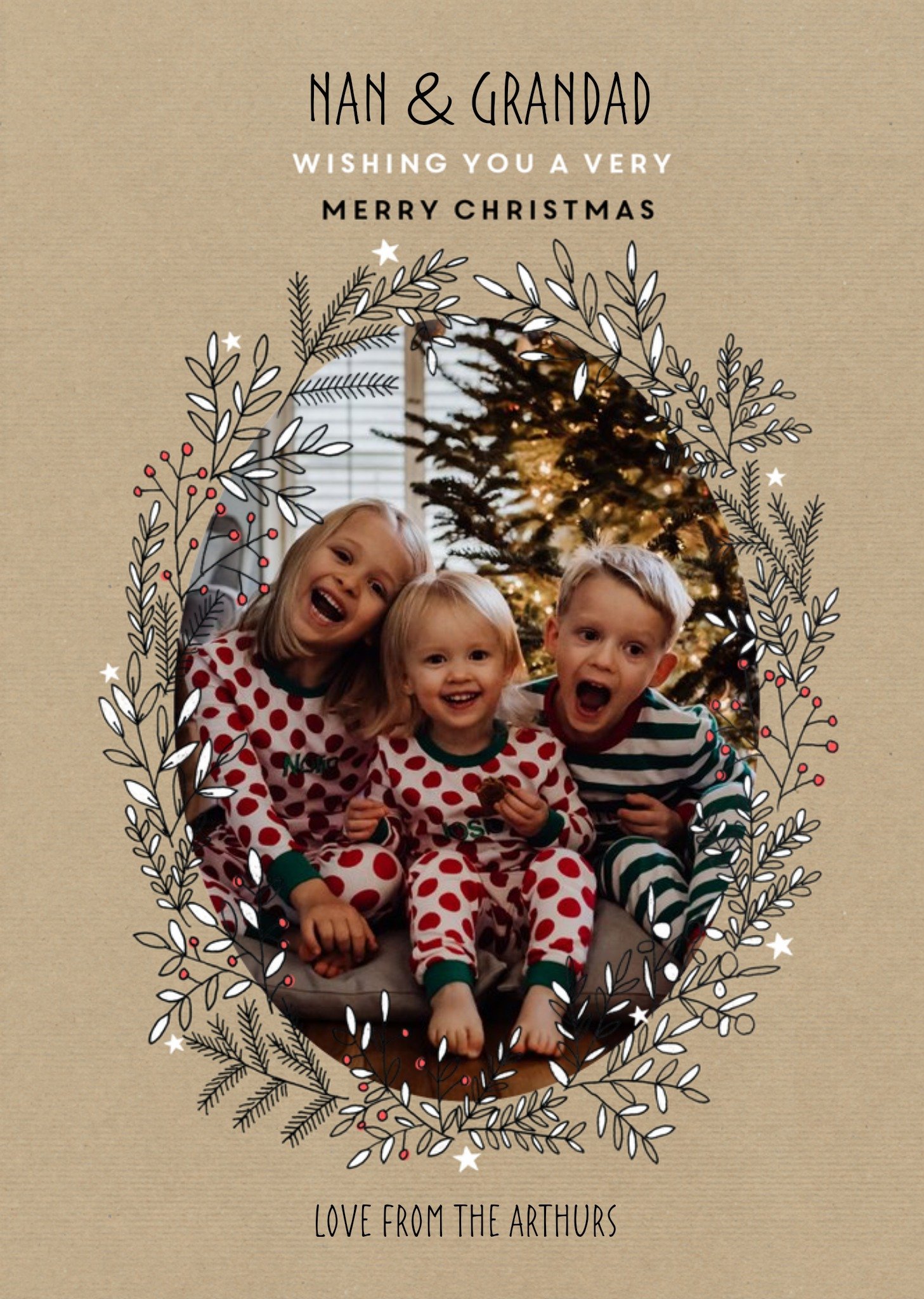 Moonpig To Grandparents Scandi Drawing Photo Upload Christmas Card, Large
