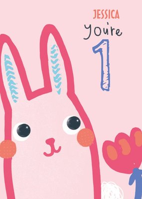 Cute illustrative Bunny Rabbit Birthday Card 