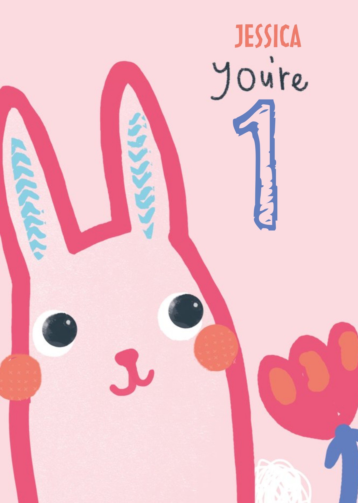 Moonpig Cute Illustrative Bunny Rabbit Birthday Card , Large