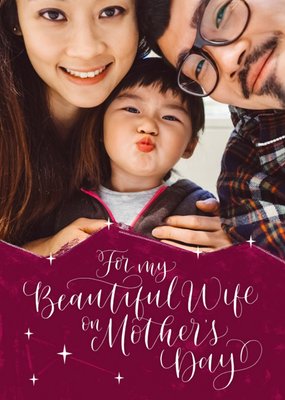 Mother's Day Card - Beautiful Wife on Mother's Day - Photo upload Card - Calligraphy