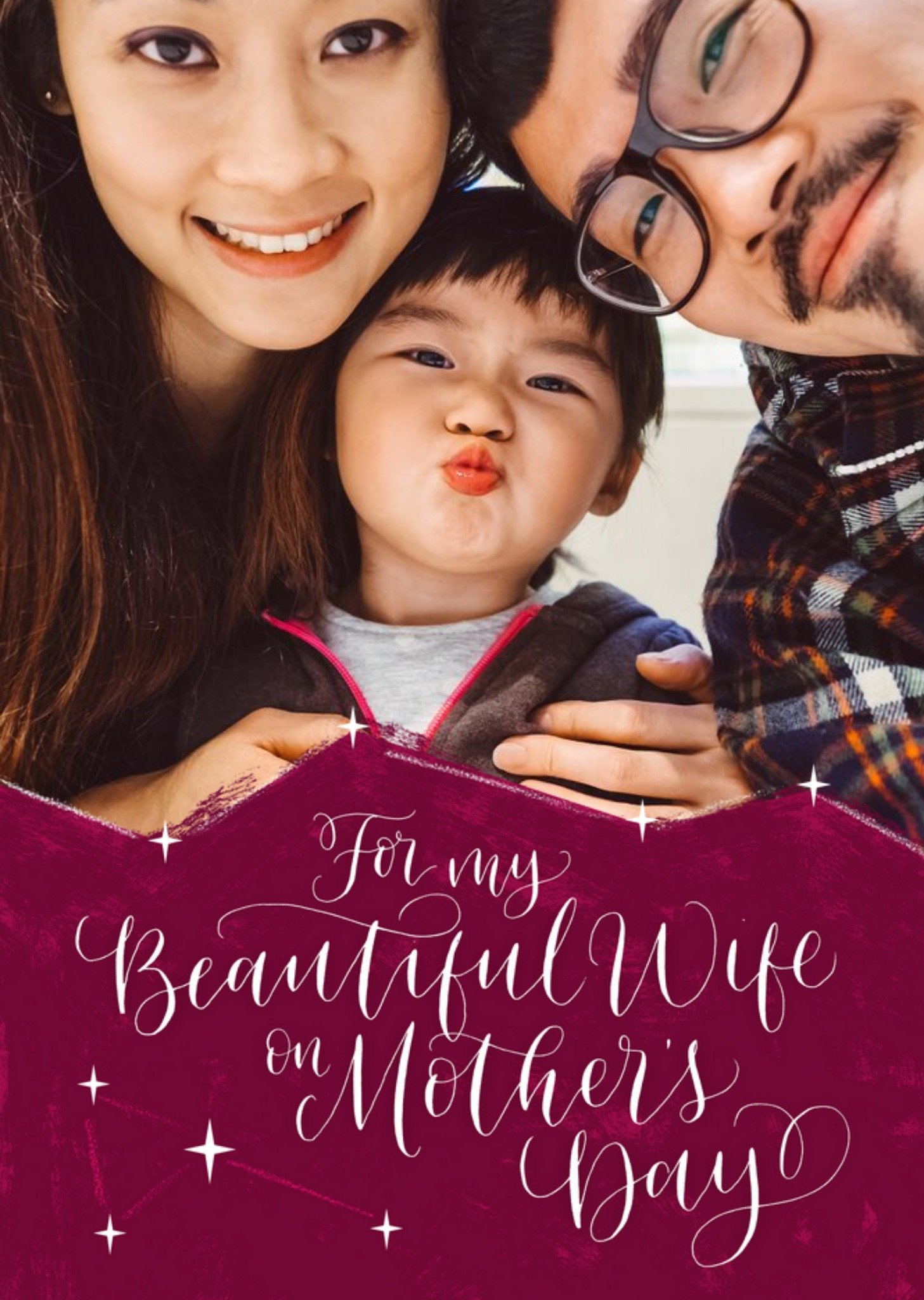 Moonpig Mother's Day Card - Beautiful Wife On Mother's Day - Photo Upload Card - Calligraphy, Large