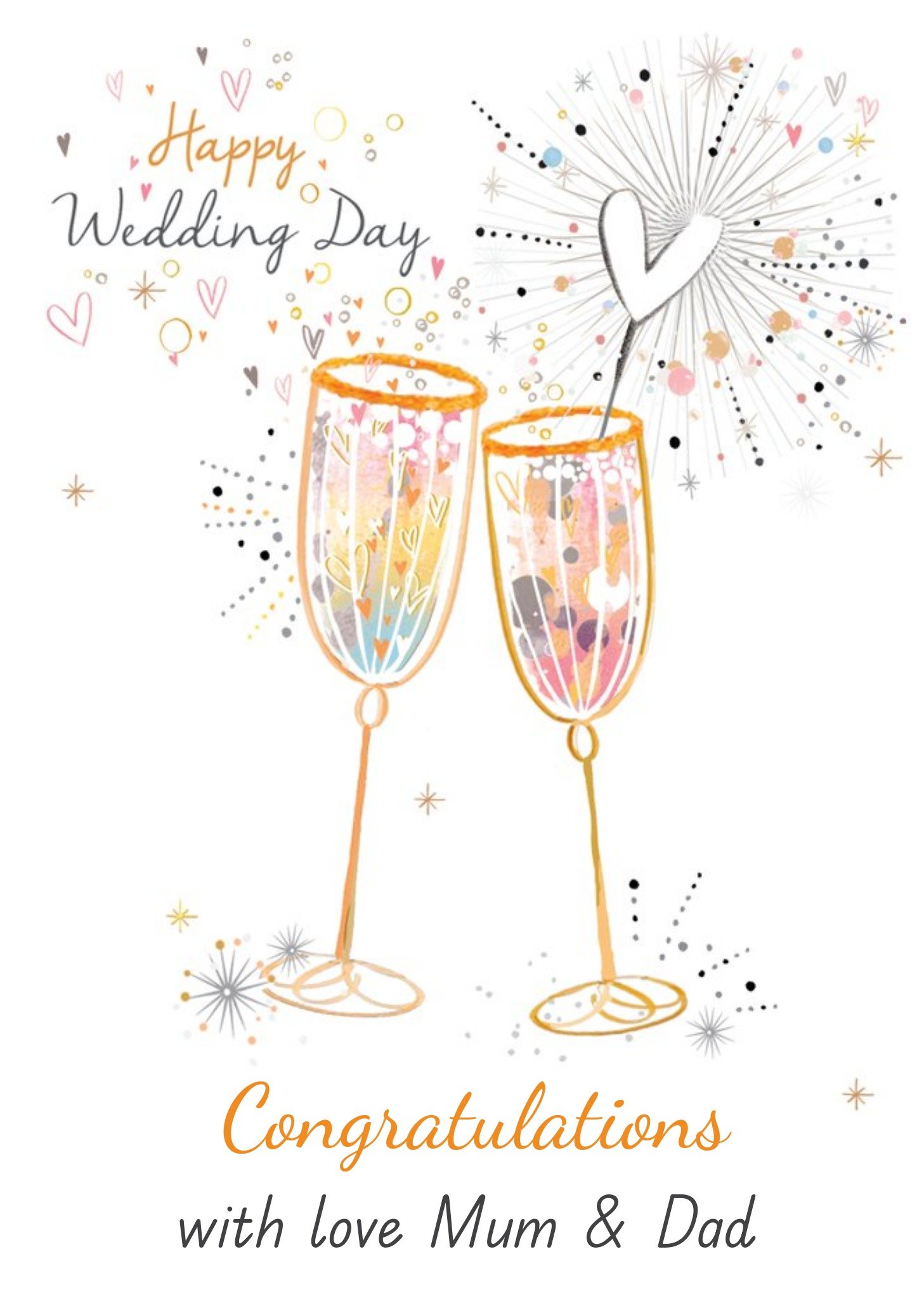 Moonpig Happy Wedding Day - Congratulations Champagne, Large Card