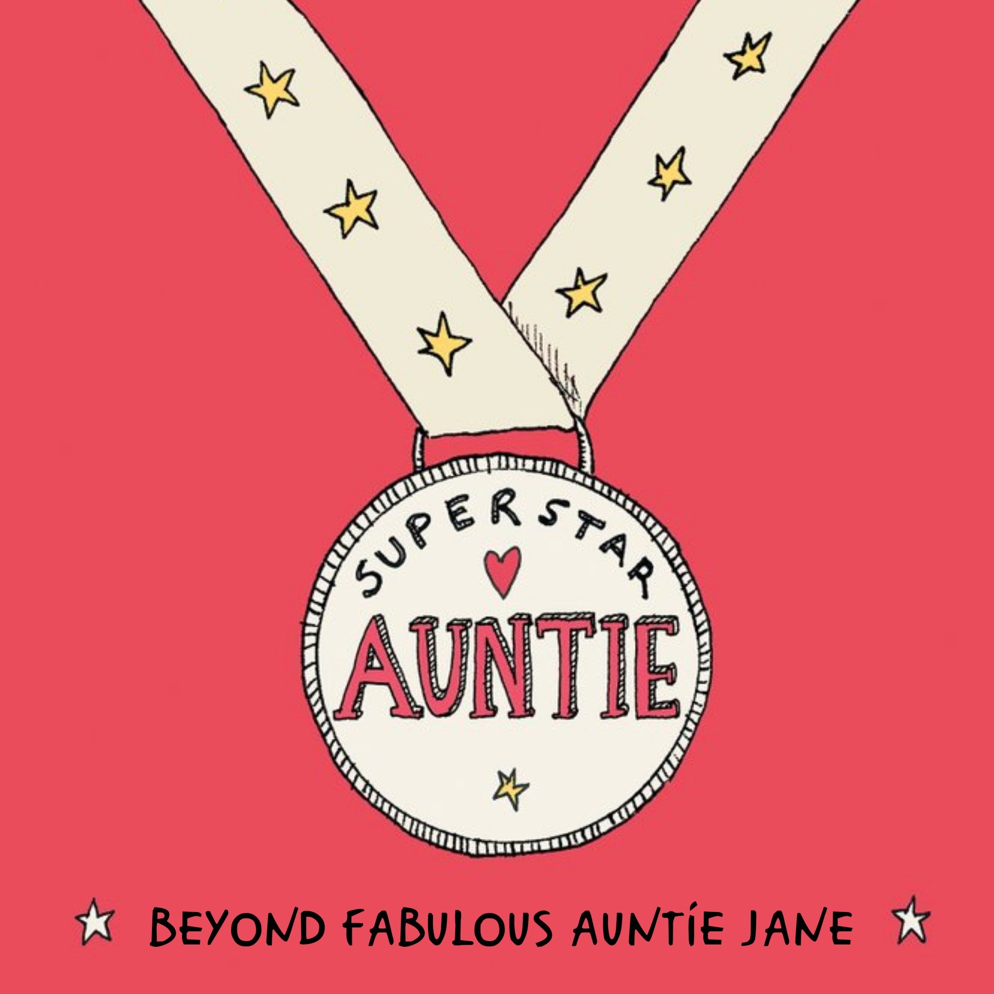 Moonpig Award Medal Superstar Auntie Beyond Fabulous Birthday Card, Square