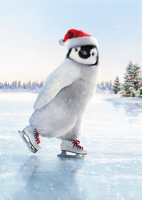 Warner Bros Happy Feet Skating Christmas Card