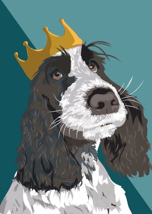 Illustrated Crown Royalty Chocolate Spaniel Dog Card