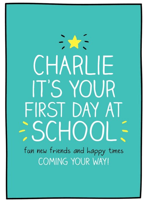 Happy Jackson New School Star Hand Drawn Lettering Blue Card
