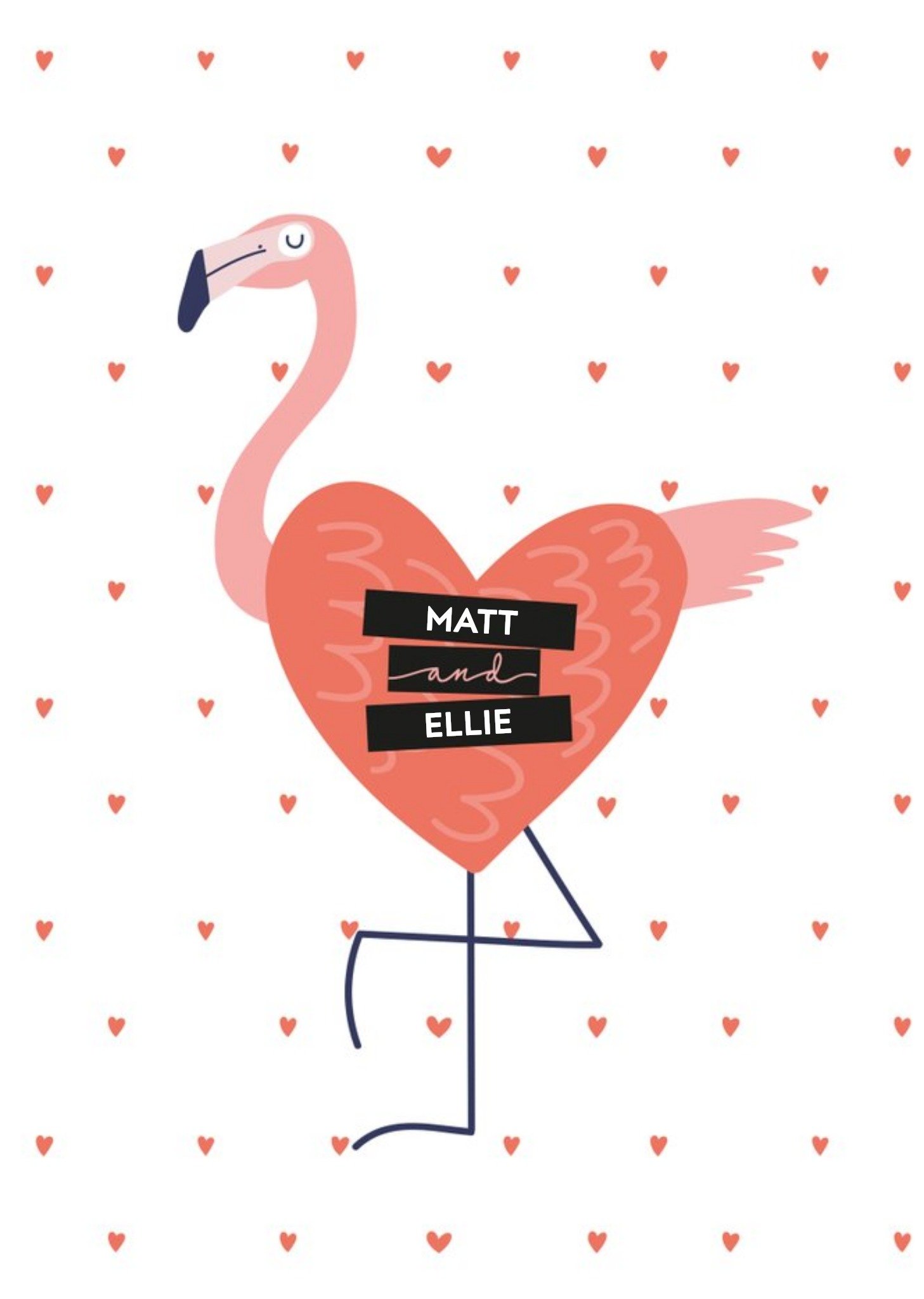 Amore Flamingo Love Personalised Card Ecard