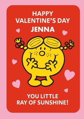 Little Miss Happy Valentines Day You Little Ray of Sunshine Personalised Card