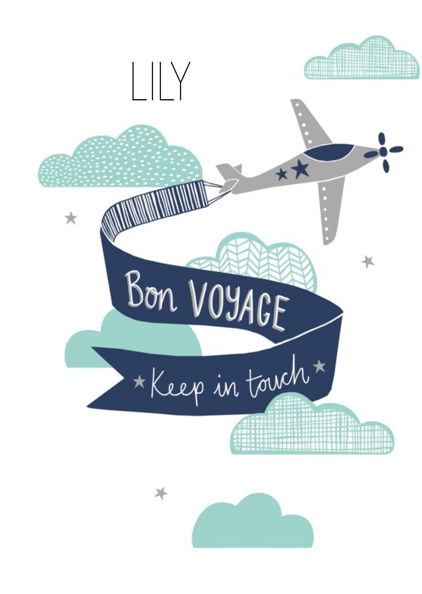 Hotchpotch Plane Clouds Sweet Bon Voyage Card