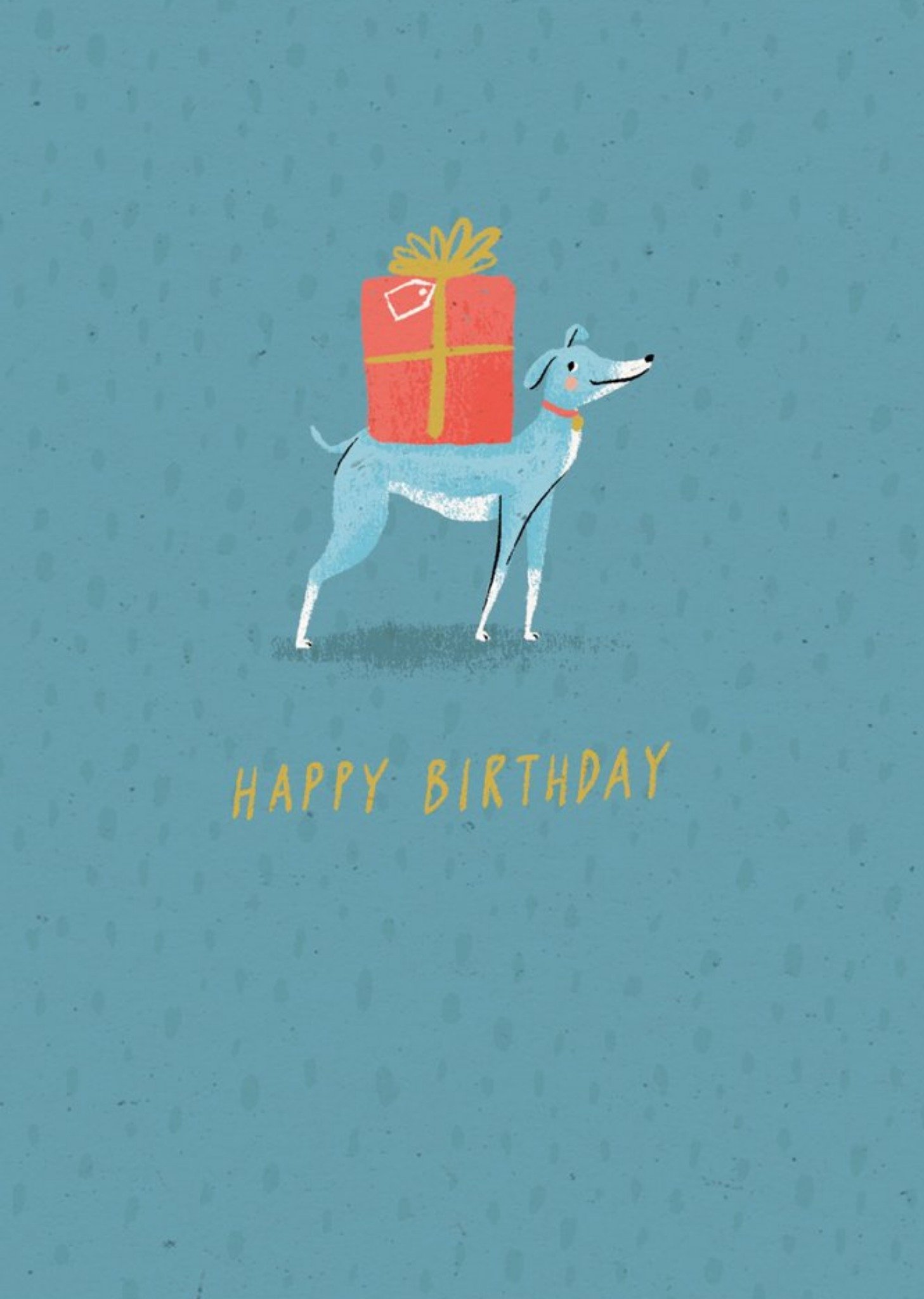 Moonpig Modern Cute Blue Dog Carrying Present Birthday Card, Large