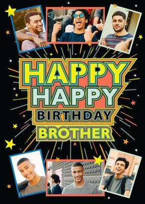 Axel Typographic Happy Birthday Brother Multi Photo Upload Card